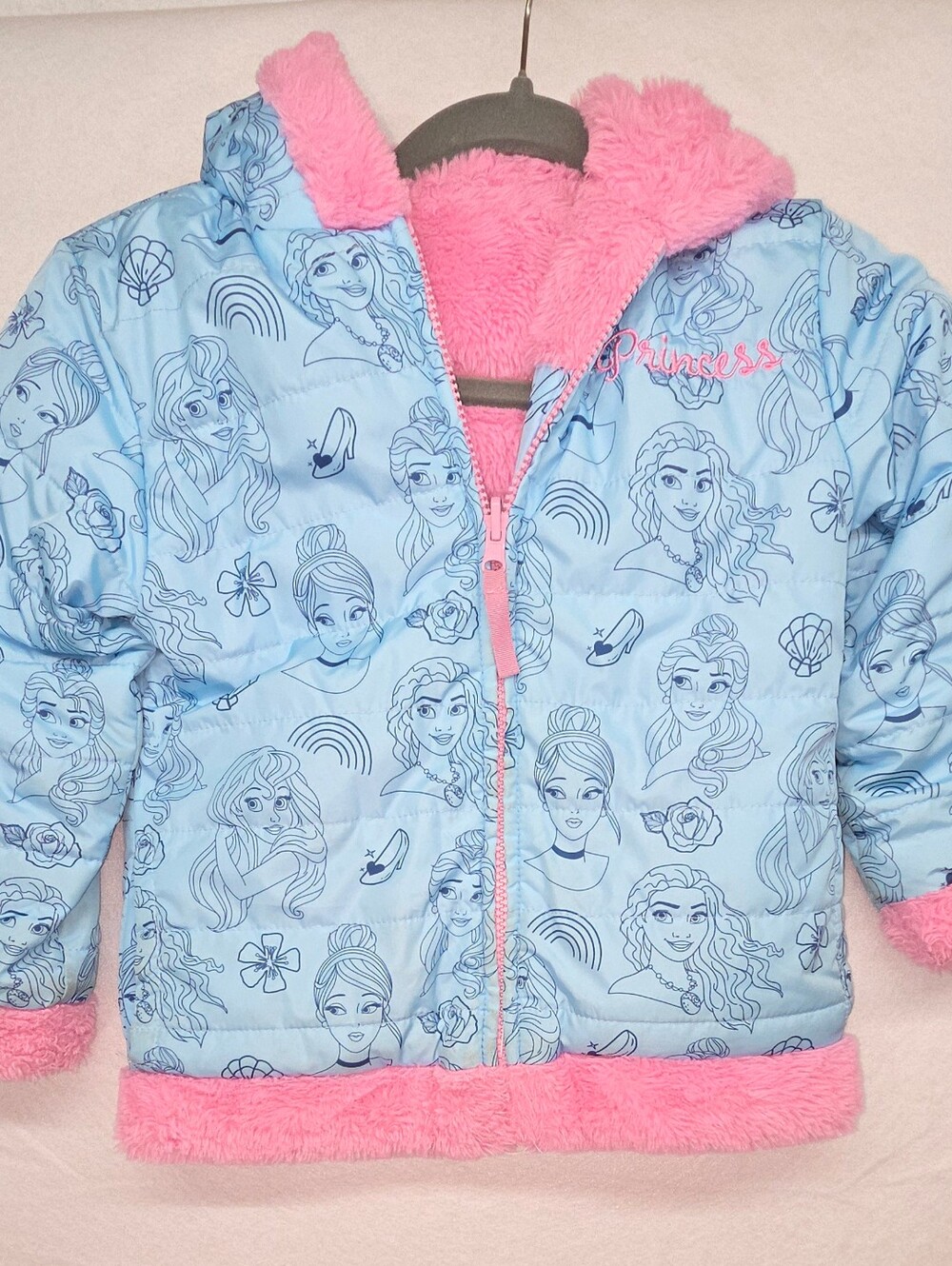 Disney Princess Girls' Puffer Reversible Jacket Size 5